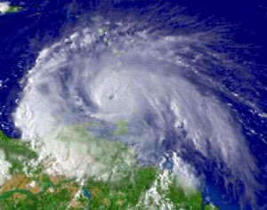 Cyclone in front of the island