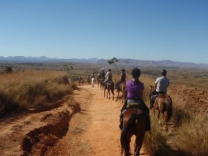 Horse riding in Madagascar highlands